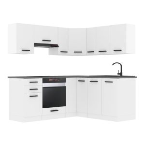 Belini Eckküche Premium 380 cm Mattweiß mit Arbeitsplatte SARAH Hersteller TOR SARAH/2/WT/WT/B/B1
