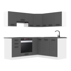 Belini Küchenzeile Premium Komplettversion 380 cm Mattgrau Arbeitsplatte SARAH Hersteller TOR SARAH/1/WT/SR/B/B1
