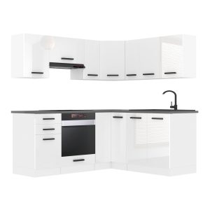 Belini Eckküche Premium 380 cm Hochglanzweiß mit Arbeitsplatte SARAH Hersteller INF SARAH/2/WT/W/B/B1
