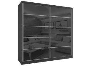 Kleiderschrank mit Schiebetüren 200 cm schwarz glänzend Hersteller BH SZP1/2/B/WI/5B/HI