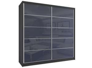 Kleiderschrank mit Schiebetüren 200 cm grau glänzend Hersteller BH SZP1/2/B/WI/5S/HI