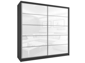 Kleiderschrank mit Schiebetüren 200 cm weiß glänzend Hersteller BH SZP1/2/B/WI/5W/HI