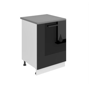 Belini Küchenschrank Premium Full Version Unterschrank 60 cm Hochglanzschwarz mit Arbeitsplatte Hersteller INF SD60/0/WT/B/B/B1/PP

