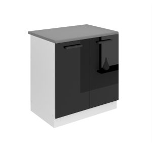 Belini Spülenschrank Premium Full Version Unterschrank 80 cm Hochglanzschwarz mit Arbeitsplatte Hersteller INF SDZ80/0/WT/B/B/B1/PP
