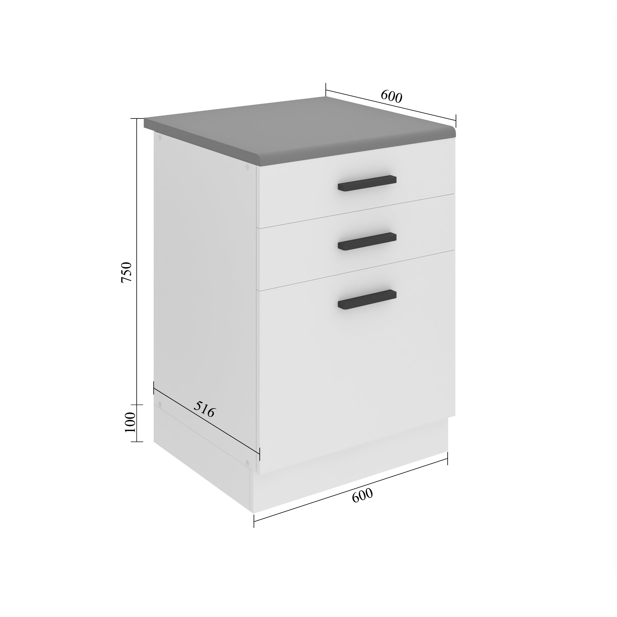 Belini Unterschrank mit Schubladen Premium Full Version 60 cm Hochglanzrot mit Arbeitsplatte Hersteller INF SDSZ60/0/WT/R/B/B1/PP

