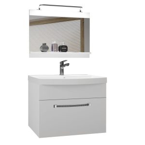 Badezimmermöbel Belini Premium Full Version Mattweiß + Waschbecken + Spiegel + LED-Beleuchtung Glamour 1 Hersteller