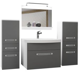 Badezimmermöbel Belini Premium Full Version Mattgrau + Waschbecken + Spiegel + LED-Beleuchtung Glamour 60 Hersteller GLA M 4/0/W/SR/0/MB/PP
