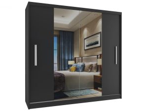 Kleiderschrank mit Schiebetüren 200 cm mit Spiegel schwarz Ebenholz dunkel Hersteller ME SZP1/2/B/B/0/AL