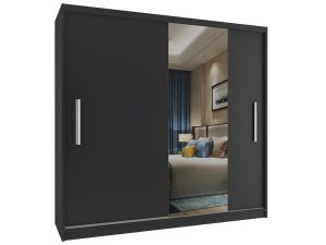 Kleiderschrank mit Schiebetüren 200 cm mit Spiegel schwarz Ebenholz dunkel Hersteller MSE SZP1/2/B/1B1L/AL