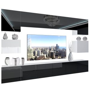 Wohnwand Belini Premium Full Version Hochglanz weiß-schwarz + LED-Beleuchtung Nexum 37 Hersteller