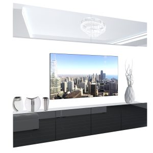Wohnwand Belini Premium Full Version Hochglanz weiß / Hochglanz schwarz + LED-Beleuchtung Nexum 93 Hersteller