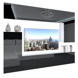 Wohnwand Belini Premium Full Version Hochglanz schwarz + LED-Beleuchtung Nexum 125 Hersteller