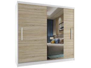 Kleiderschrank mit Schiebetüren 200 cm mit Spiegel Eiche wotan Eiche sonoma Hersteller MSE SZP1/2/W/1DS1L/AL
