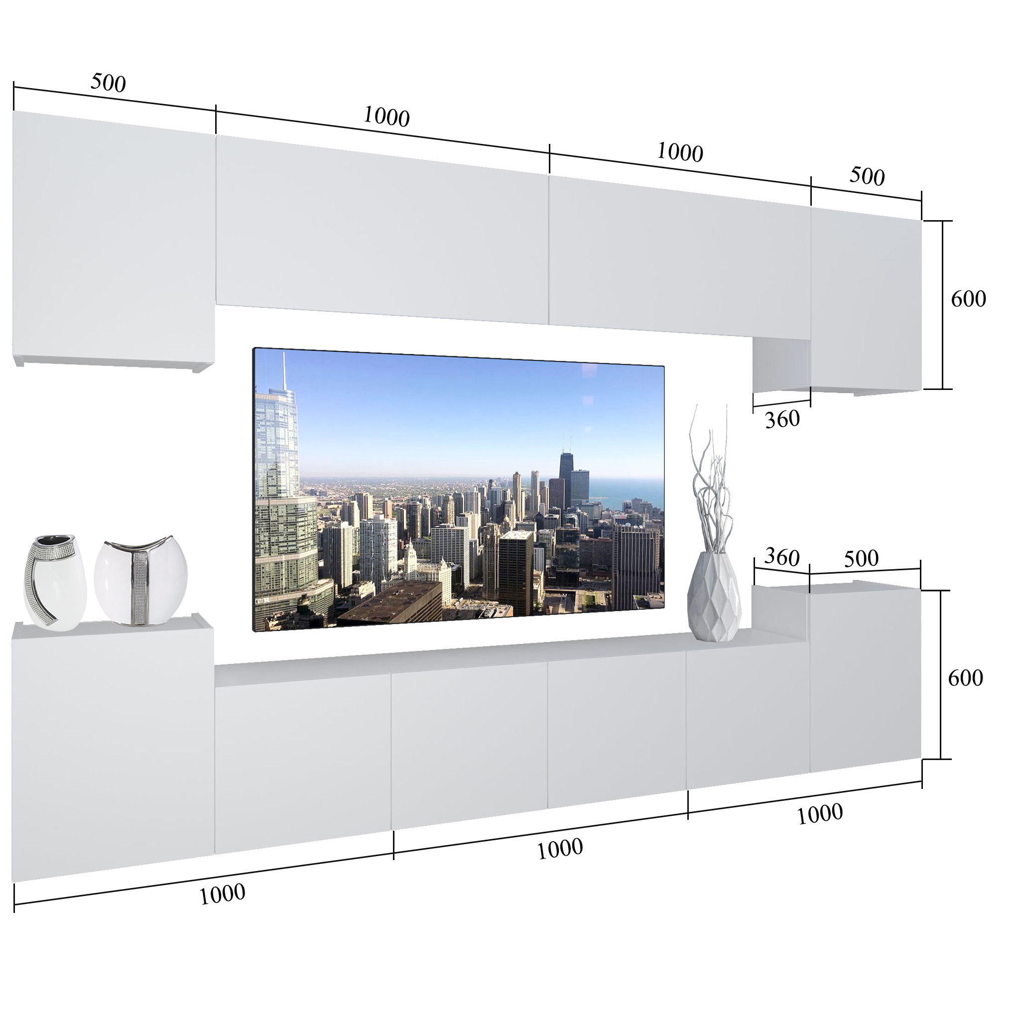 Wohnwand Belini Premium Full Version Hochglanzschwarz / Wotan-Eiche + LED-Beleuchtung Nexum 67 Hersteller NEX 4/0/W/BDW/0/0/PP