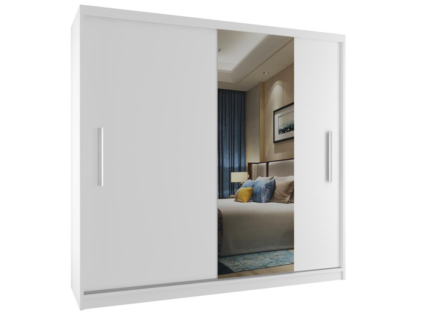 Kleiderschrank mit Schiebetüren 200 cm mit Spiegel weiß matt Hersteller MSE SZP1/2/W/1W1L/AL