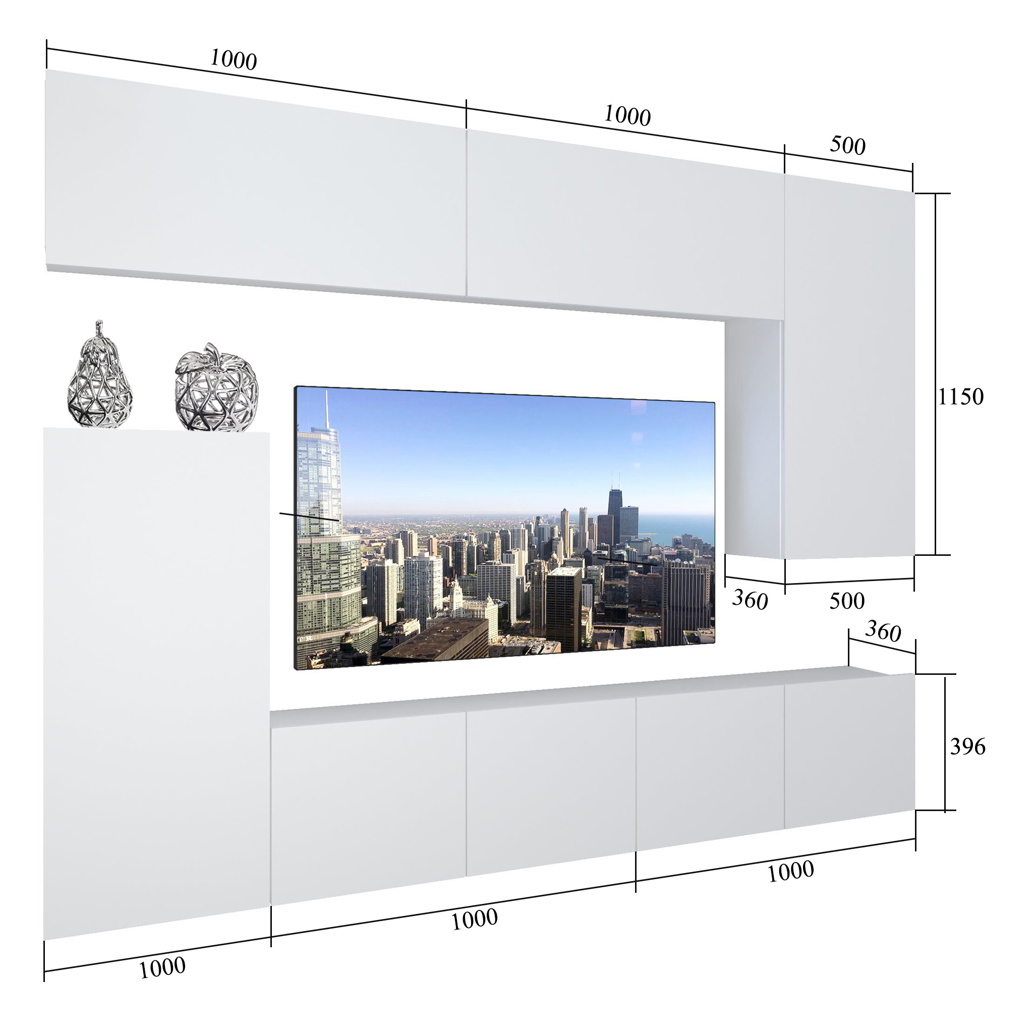 Wohnwand Belini Premium Full Version Grau Anthrazit Glamour Wood + LED-Beleuchtung Nexum 128 Hersteller NEX 8/0/W/GW1/0/0/PP