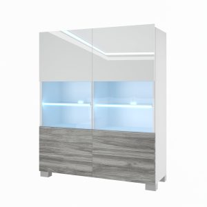Kommode Belini Premium Full Version Hochglanz weiß / Grau Anthrazit Glamour Wood + LED-Beleuchtung 3 Hersteller