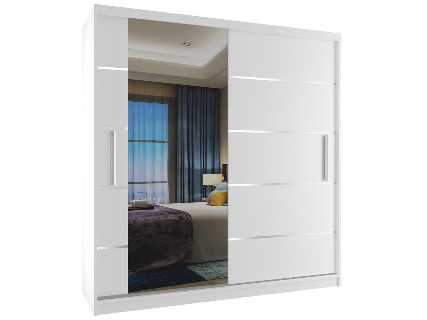 Kleiderschrank 158 cm mit Spiegel weiß matt Hersteller MBP SZP3/2/W/W/0/AL