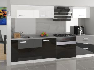 Küchenzeile Belini 180 cm weiß glänzend / schwarz glänzend ohne Arbeitsplatte Laurentino Hersteller INF LAURENTINO/4/WT/WB/BB/D