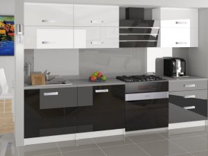 Küchenzeile Belini 180 cm weiß glänzend / schwarz glänzend mit Arbeitsplatte Primera Hersteller INF PRIMERA/3/WT/WWB/0/D