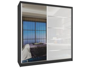 Schiebetürenschrank 158 cm mit Spiegel weiß Hochglanz Hersteller MG SZP3/3/B/WI/1L5W/HI








