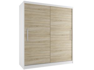Kleiderschrank 158 cm Belini weiß matt / Eiche sonoma mit Schiebetüren Hersteller SI SZP3/3/W/DS/0/AL