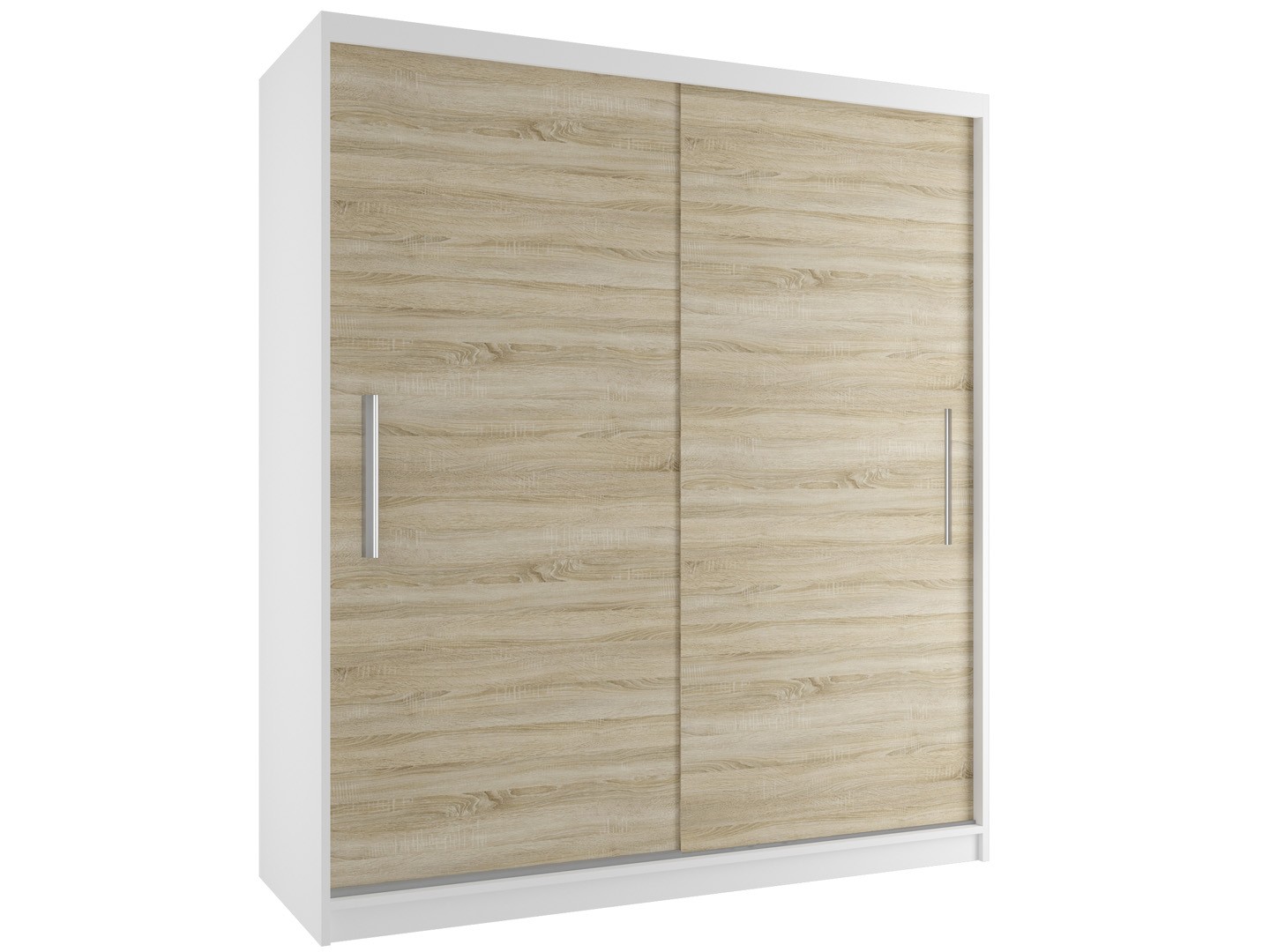 Kleiderschrank 158 cm Belini weiß matt / Eiche sonoma mit Schiebetüren Hersteller SI SZP3/3/W/DS/0/AL