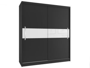 Kleiderschrank 133 cm Belini schwarz matt / weiß matt mit Schiebetüren Hersteller I SZP2/2/B/W/W/UU