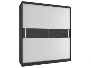 Kleiderschrank 133 cm Belini schwarz matt / weiß matt mit Schiebetüren Hersteller SI SZP2/2/B/W/B/UU