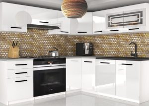 Eckküche Belini 360 cm weiß glänzend mit Arbeitsplatte Lidia2 Hersteller INF LIDIA2/6/WT/W/0/B1