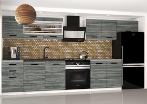 Küchenzeile Belini 240 cm Grau Anthrazit Glamour Wood mit Arbeitsplatte Ella2 Hersteller TOR ELLA2/3/WT/GW1/0/B1
