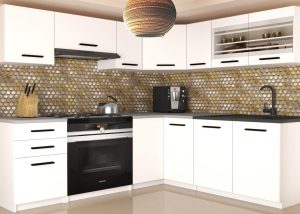 Eckküche Belini 360 cm weiß matt mit Arbeitsplatte Lidia2 Hersteller TOR LIDIA2/4/WT/WT/0/B1