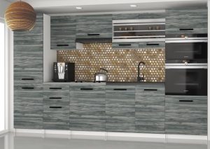 Küchenzeile Belini 300 cm grau-anthrazit Glamour Wood mit Syntka2 Arbeitsplatte Hersteller TOR SYNTKA2/7/WT/GW1/0/B1