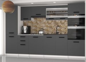 Küchenzeile Belini 300 cm grau matt mit Syntka2 Arbeitsplatte Hersteller TOR SYNTKA2/7/WT/SR/0/B1