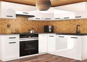 Eckküche Belini 360 cm weiß glänzend mit Arbeitsplatte Lidiauniqa2 Hersteller INF LIDIAUNIQA2/5/WT/W/0/B1