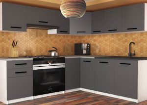Eckküche Belini 360 cm grau matt mit Arbeitsplatte Lidiauniqa2 Hersteller TOR LIDIAUNIQA2/5/WT/SR/0/B1