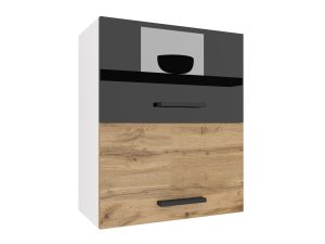 Küchenschrank Belini oben 60 cm schwarz glänzend / Eiche Wotan Hersteller INF SGP2-60/1/WT/BDW/0/B1