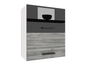 Küchenschrank Belini oben 60 cm schwarz glänzend / grau anthrazit Glamour Wood Hersteller INF SGP2-60/1/WT/BGW1/0/B1
