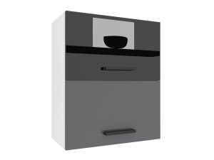 Küchenschrank Belini oben 60 cm schwarz glänzend / grau glänzend Hersteller INF SGP2-60/1/WT/BS/0/B1