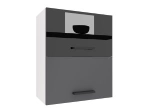Küchenschrank Belini oben 60 cm schwarz glänzend / grau matt Hersteller INF SGP2-60/1/WT/BSR/0/B1