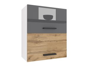 Küchenschrank Belini oben 60 cm grau glänzend / Eiche Wotan Hersteller INF SGP2-60/1/WT/SDW/0/B1