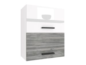 Küchenschrank Belini oben 60 cm weiß glänzend / grau anthrazit Glamour Wood Hersteller INF SGP2-60/1/WT/WGW1/0/B1