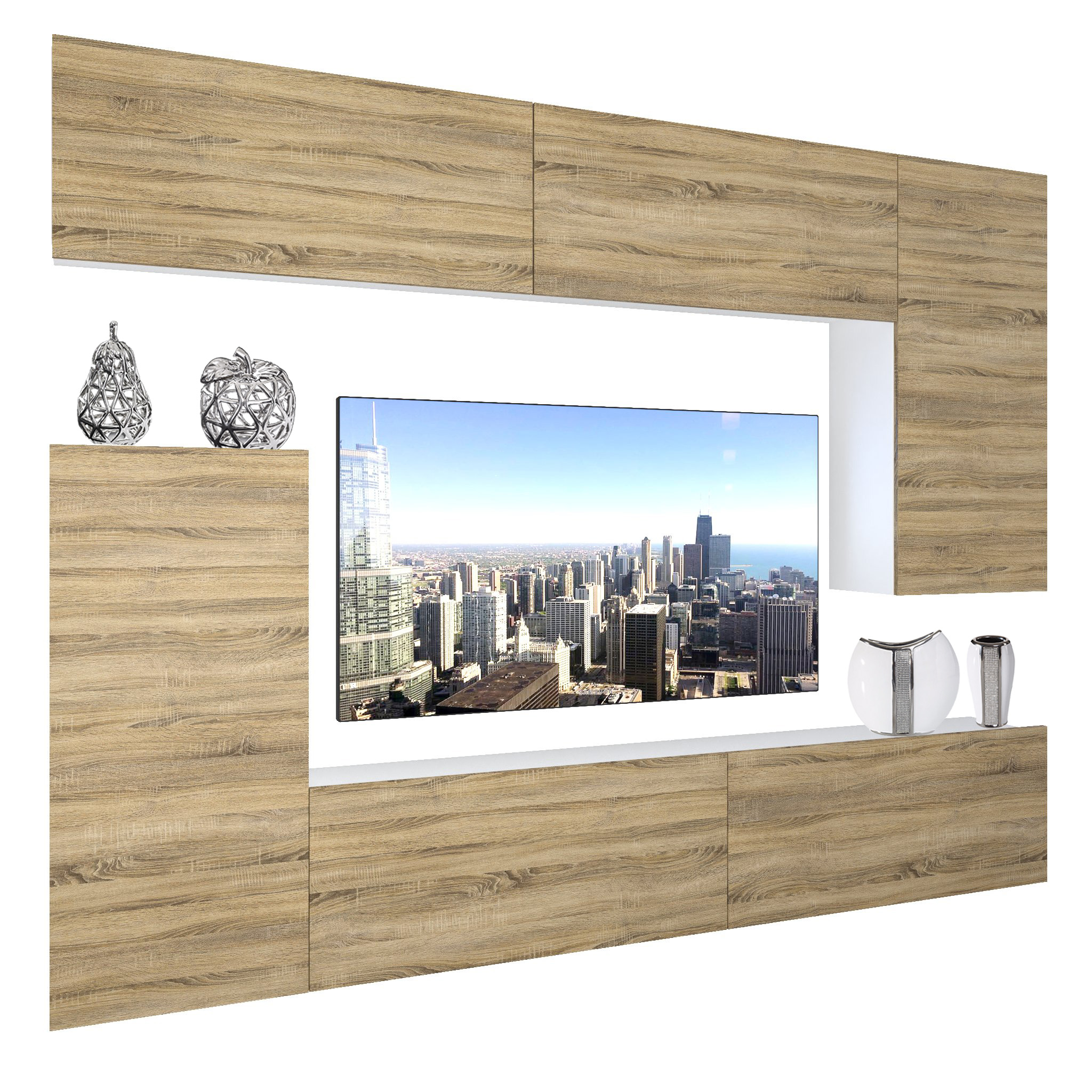 Wohnwand Belini Premium Full Version Sonoma Eiche+ LED-Beleuchtung Nexum 129 Hersteller NEX 8/0/W/DS/0/0/PP