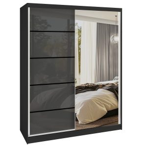 Kleiderschrank SERENITY Schiebeschrank 133 cm glänzend grau Hersteller MGB SERENITY SZP6/0/B/S/0/HIAL