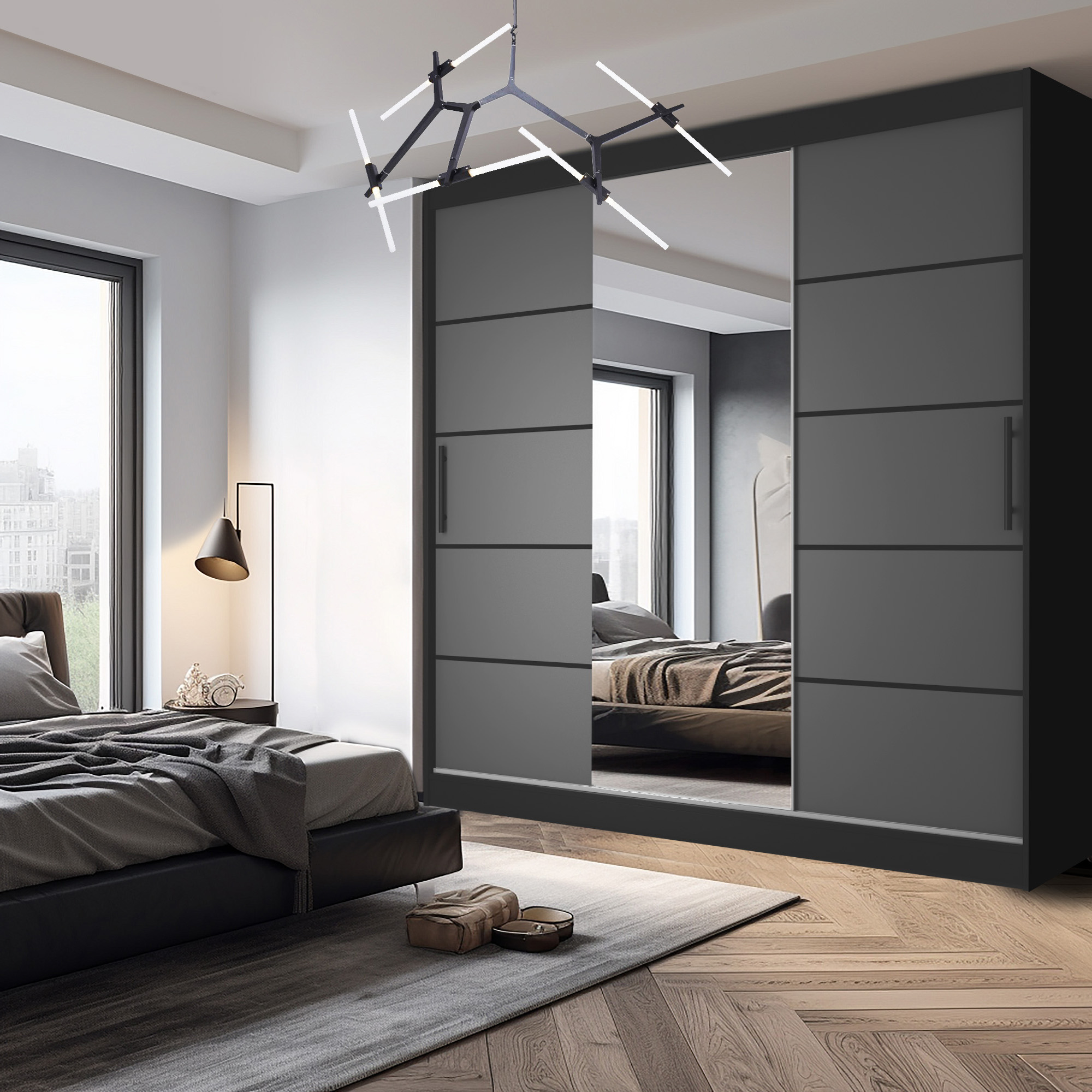 Spiegelnde Schranktüren als Highlight – Schlafzimmer mit stilvollem Flair