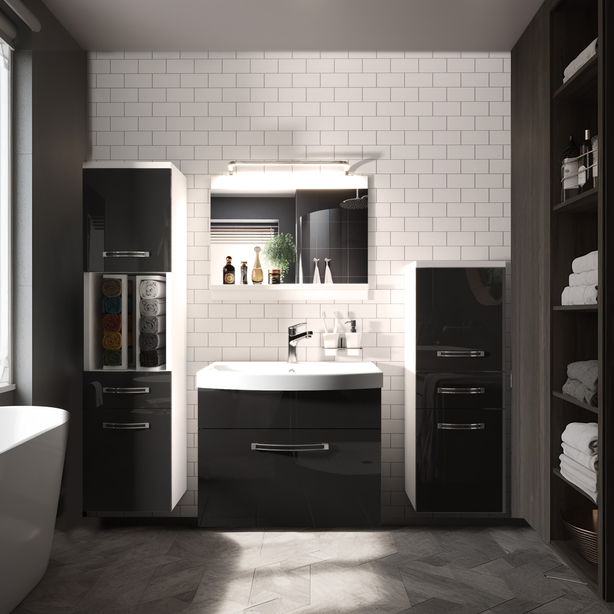 Modernes Badezimmer mit stilvollen Möbeln