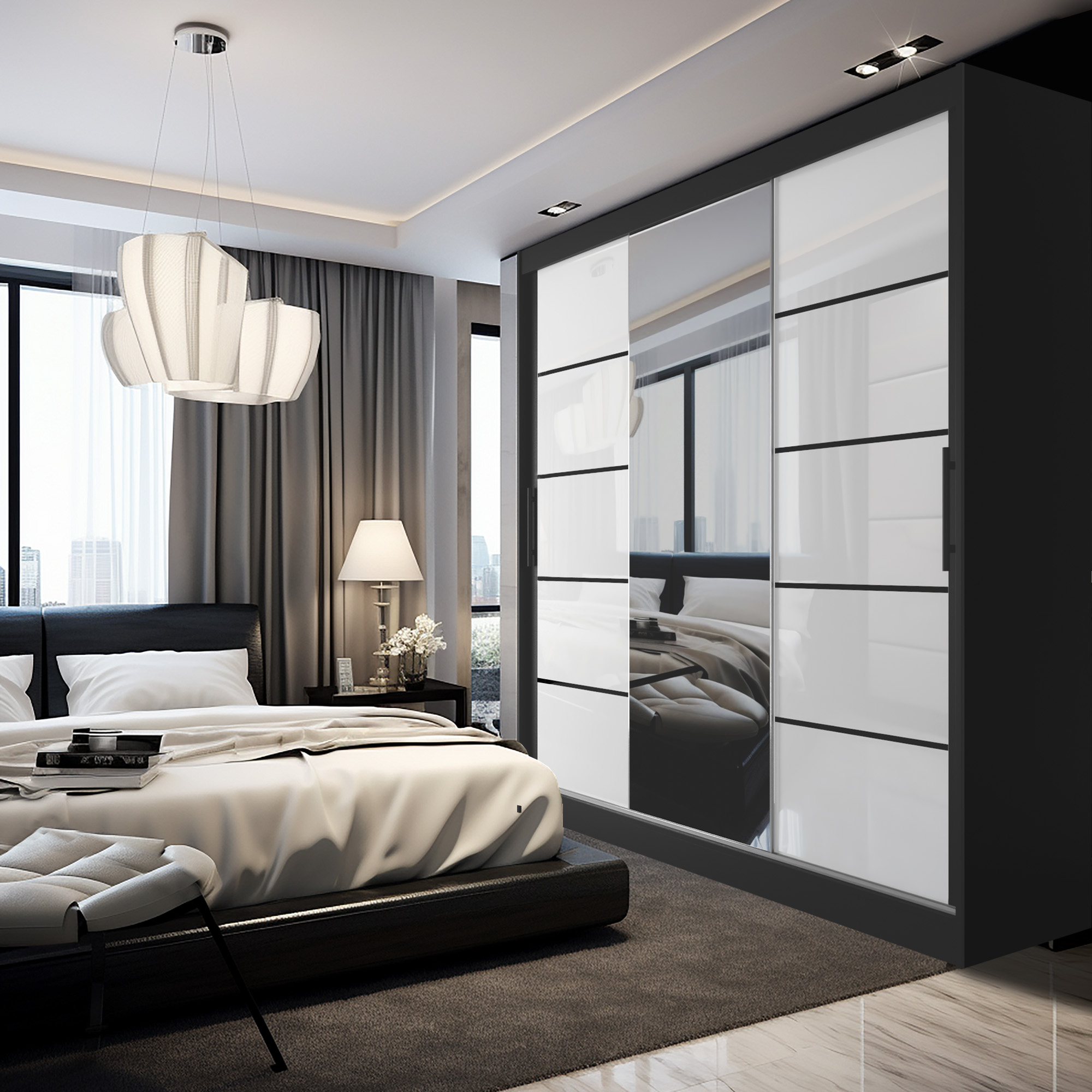 Weiße Schranktüren, die den Raum erhellen – Eleganz im Schlafzimmer