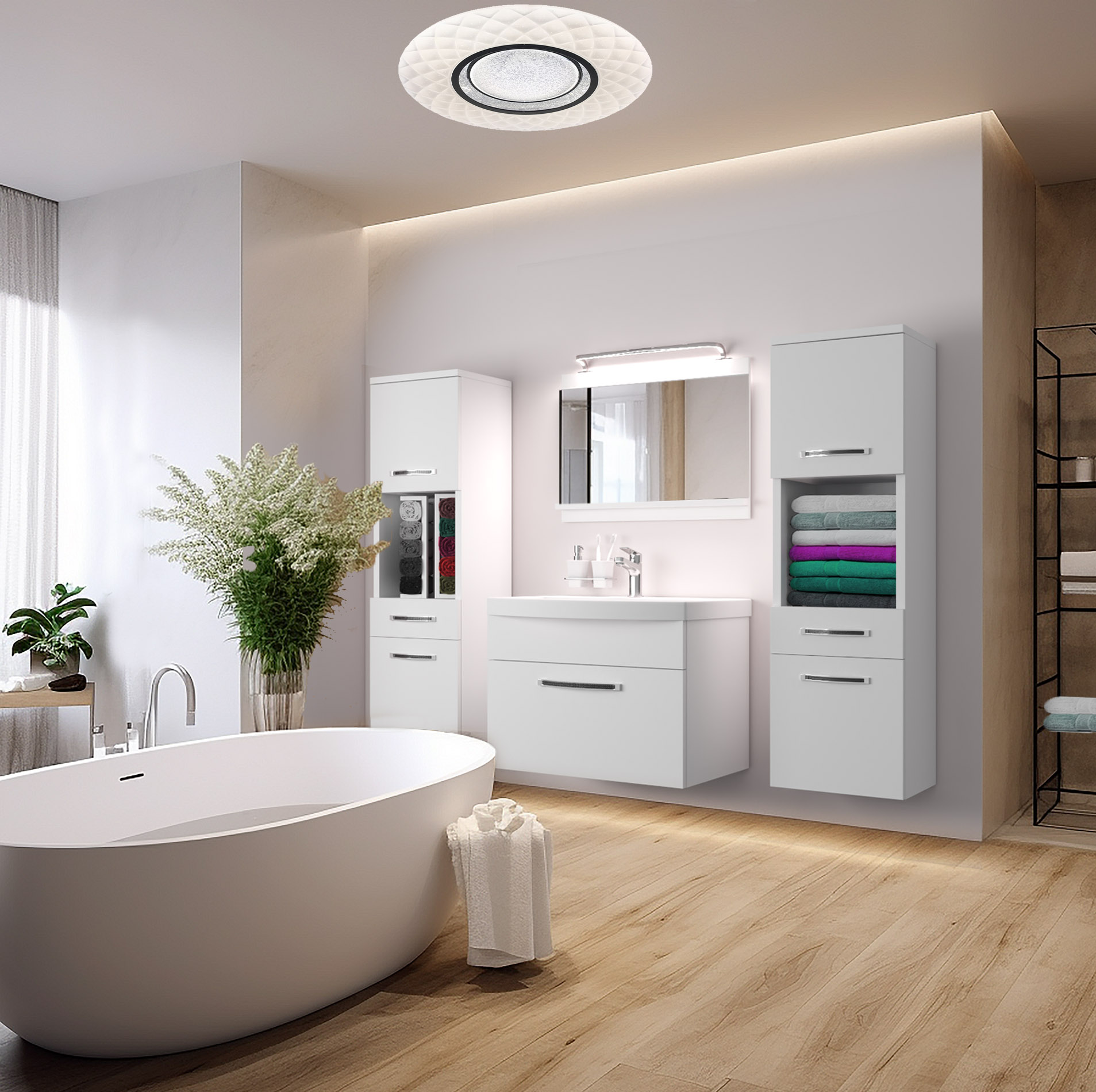 Modernes Badezimmer mit freistehender Badewanne