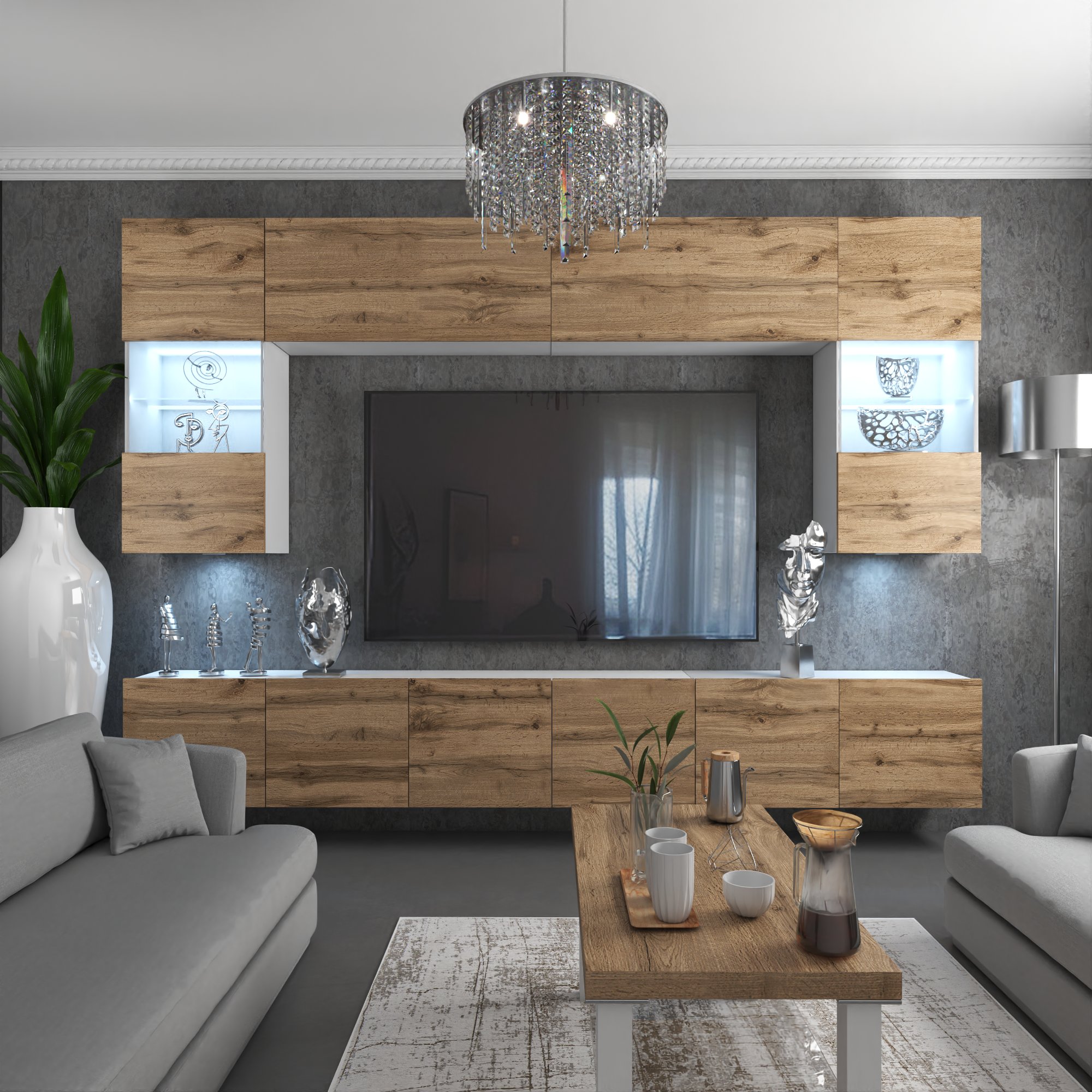 Fernsehwände: Holz als harmonischer Blickfang im Wohnzimmer