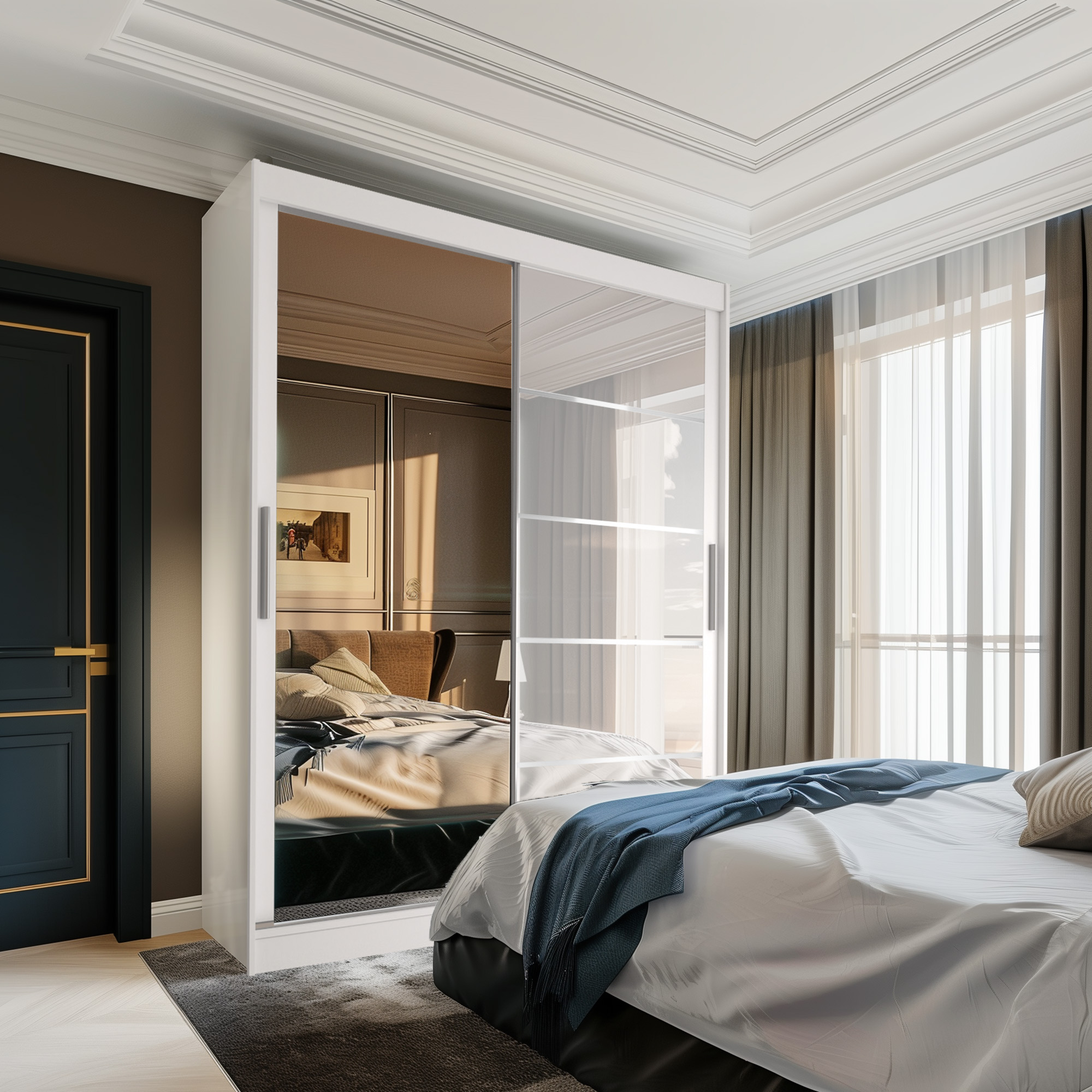 Gemütliches Schlafzimmer mit stilvollen Möbeln